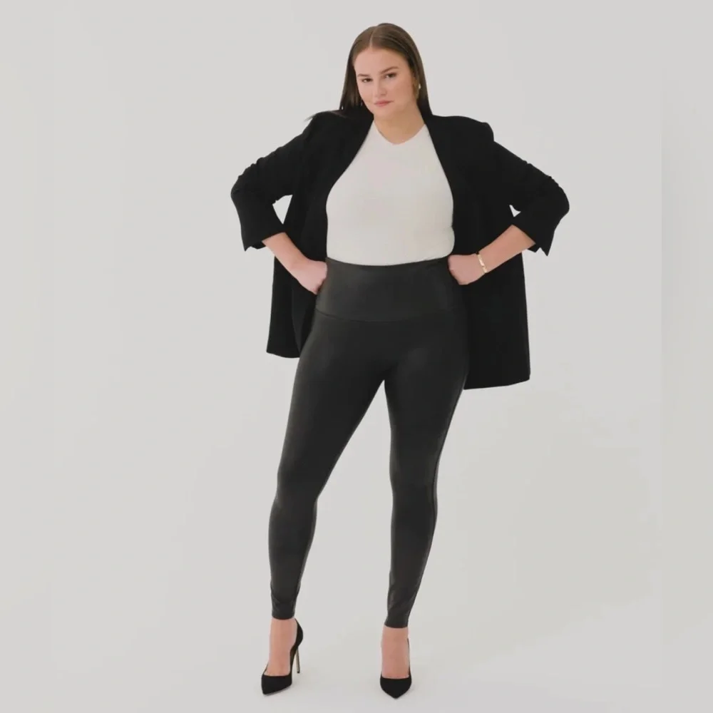 SPANX Faux Leather Leggings In Black Size XL/TG